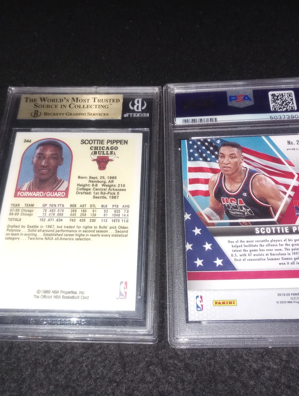 Scottie PIPPEN 2 Graded LOT 1989-90 BGS 9.5 + PSA 10 2019 Panini Mosaic Blue - Picture 6 of 6